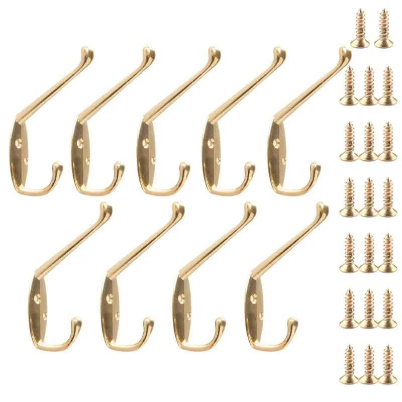 

9x Heavy Duty Hooks with Screws Sturdy Coat Racks for Hanging Hats Towels Keys