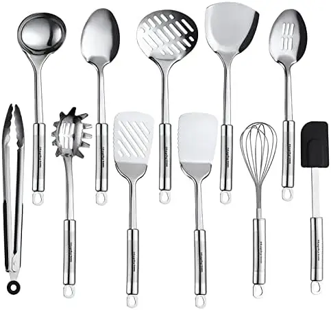 

Cooking Utensil Set, 11 PCS Stainless Steel Kitchen Utensil Set, Nonstick Kitchen Gadgets Cookware Set with Spatula Restaurant p