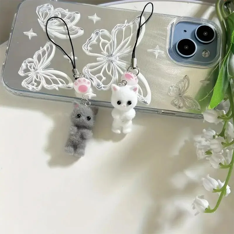 Брелок с милым котом аксессуары для телефона и сумки Y2K ручной работы