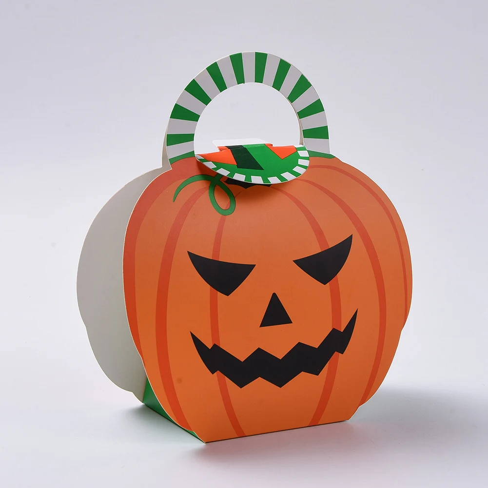 20pcs Halloween Party Favor Treat Box Ghost Pumpkin Shape Fold Over Gift Candy Packing Box for DIY Halloween Decor Party Supply