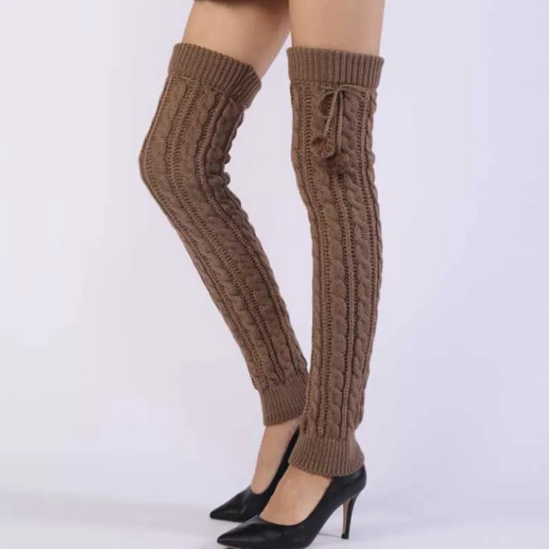 1Pair Hot Women Thigh High Stockings Solid High Socks Knitting Warm Cotton Japanese Over Knee Socks Leg Warmer Over Knee Socks