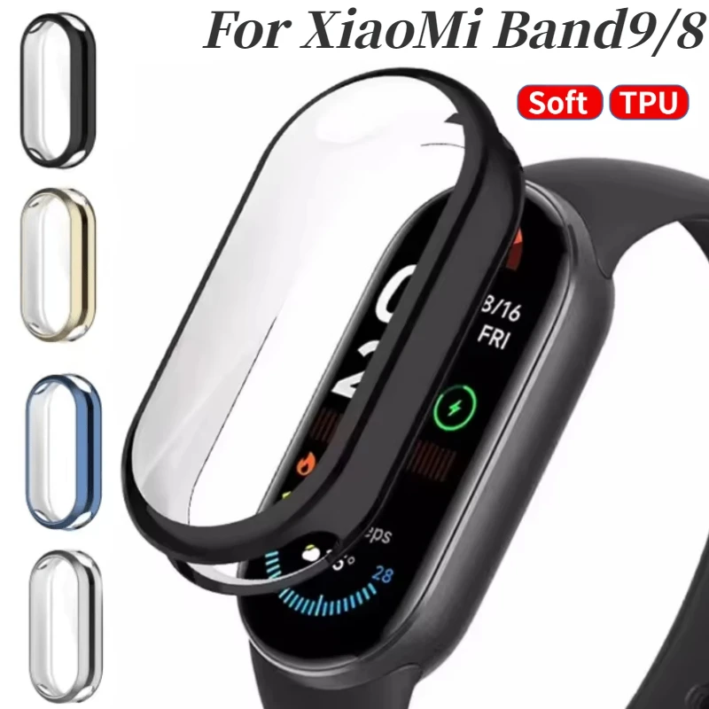 Фото Мягкий силиконовый чехол из ТПУ для Xiaomi Mi Band 9, защитный чехол с полной защитой экрана от падений, аксессуары для ремешка Xiaomi Mi Band 9/8 №2