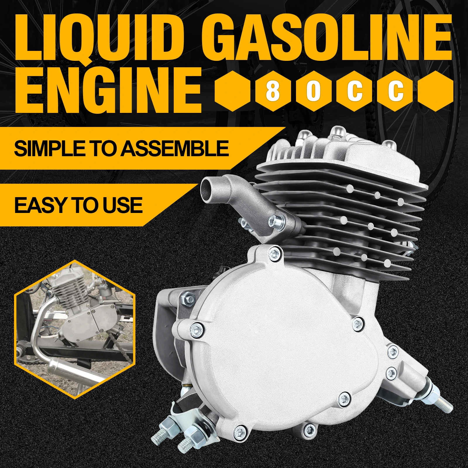 

2-тактный Гидравлический Газовый двигатель 80 куб. См, моторизованный двигатель, полный набор для самостоятельного электрического карманног...