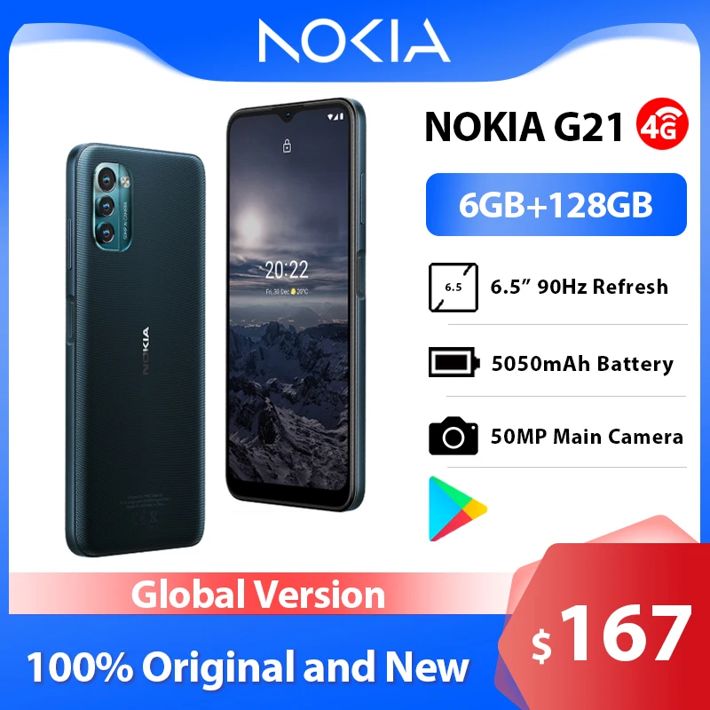 Nokia-teléfono inteligente G21, 6GB, 128GB, 4G, pantalla de 6,5 pulgadas, batería de...