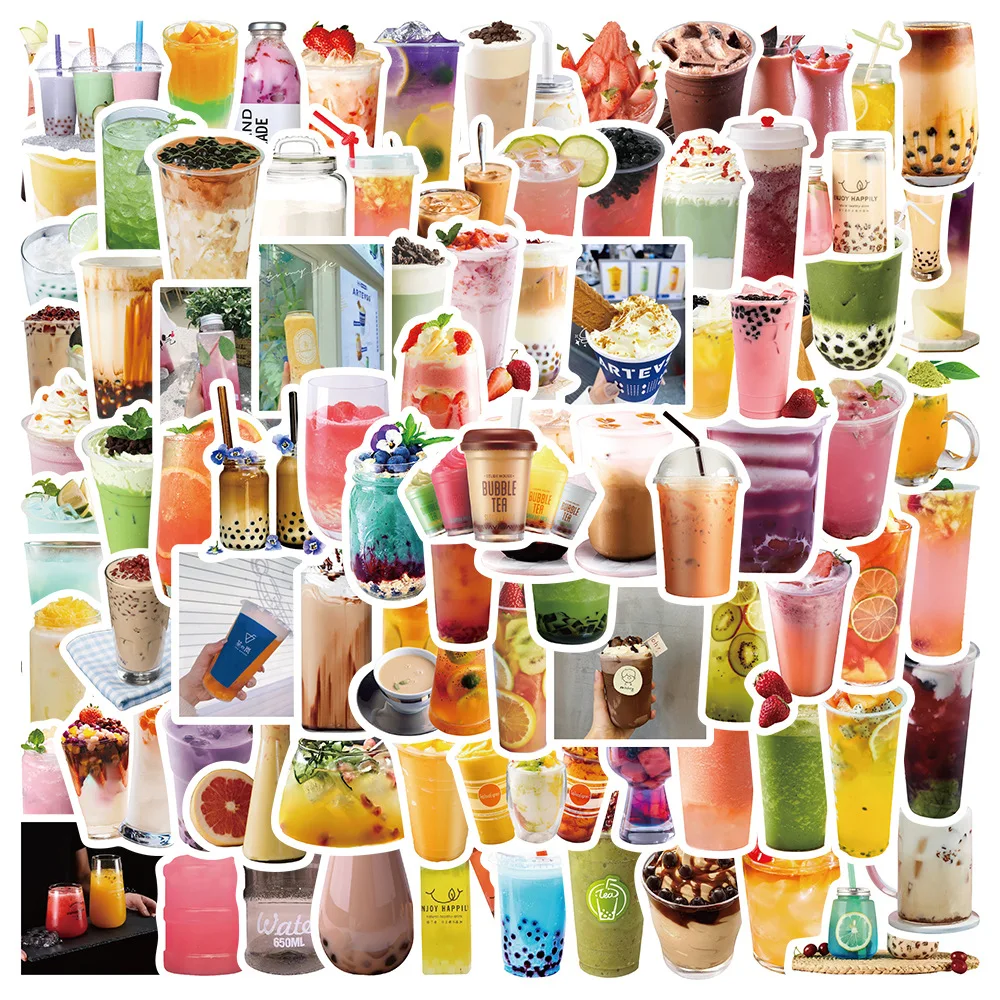 

10/30/50/90 PCS INS Pearl Milk Tea Fruit Tea Drinks Graffiti Stickers Skateboard Fridge Laptop Motorcycle Luggage DIY Decal