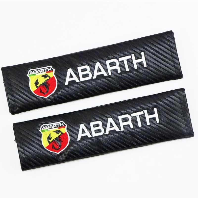 

Seat Belt Cover 2pcs Abarth Car Emblem Sponge Carbon Fiber Car Interior Accessories Protective