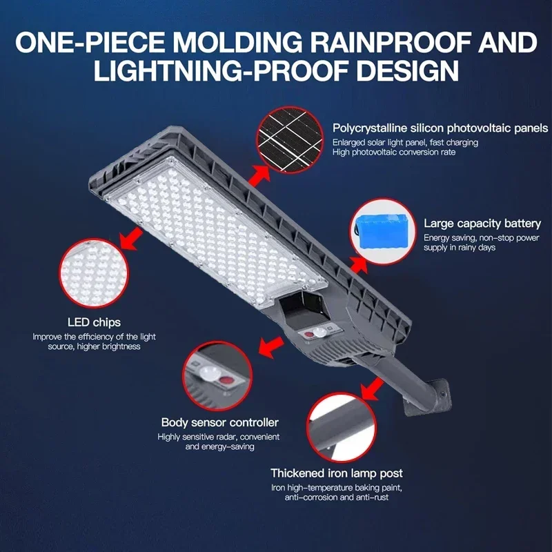 Модернизированная суперъяркая Солнечная лампа JVEE 300 Вт 2000 мАч уличная движение