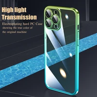 luxury gradient plating case for iphone 13 12pro max full covering camear lens transparent acrylic silicone tpu shockproof cover
