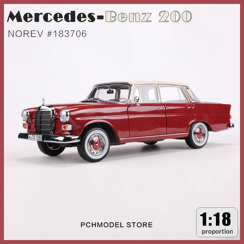 

NOREV 1:18 Mercedes 200 1966 Red Classic Car Simulation Alloy Die-casting Car Model Toys #183706
