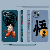 anime dragon ball goku for apple iphone 13 12 mini 11 pro xs max xr x 8 7 6s se plus liquid left rope silicone phone case coque