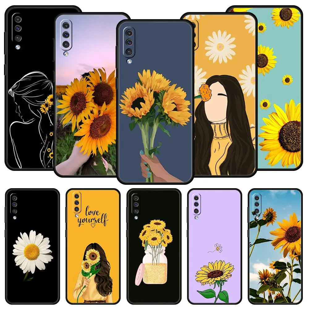 

Sunflower Flower Phone Case For Samsung Galaxy A72 A52 A70 A50 A12 A22 4G A32 5G A20e A30 A02s A10 A20 A10s A40 A04s Cover Coque