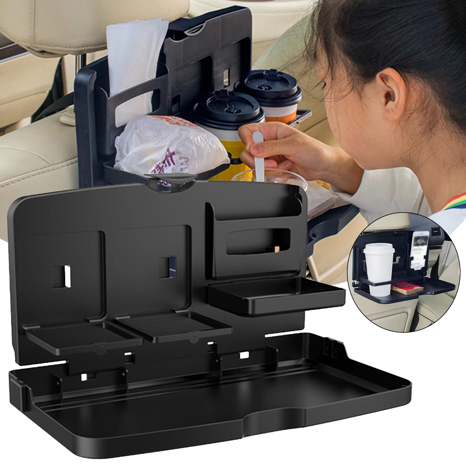 

Folding Multifunctional Car Dining Table Easy To Install Humanized Design Car Supplies Multi-function Car Auto Parts
