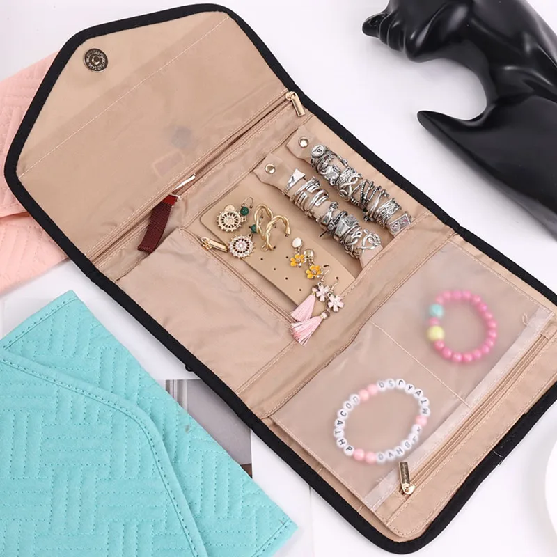 

Складной чехол для ювелирных украшений в рулоне, портативный чехол для путешествий, серег, колец, бриллиантов, ожерелий, сумка для хранения ...