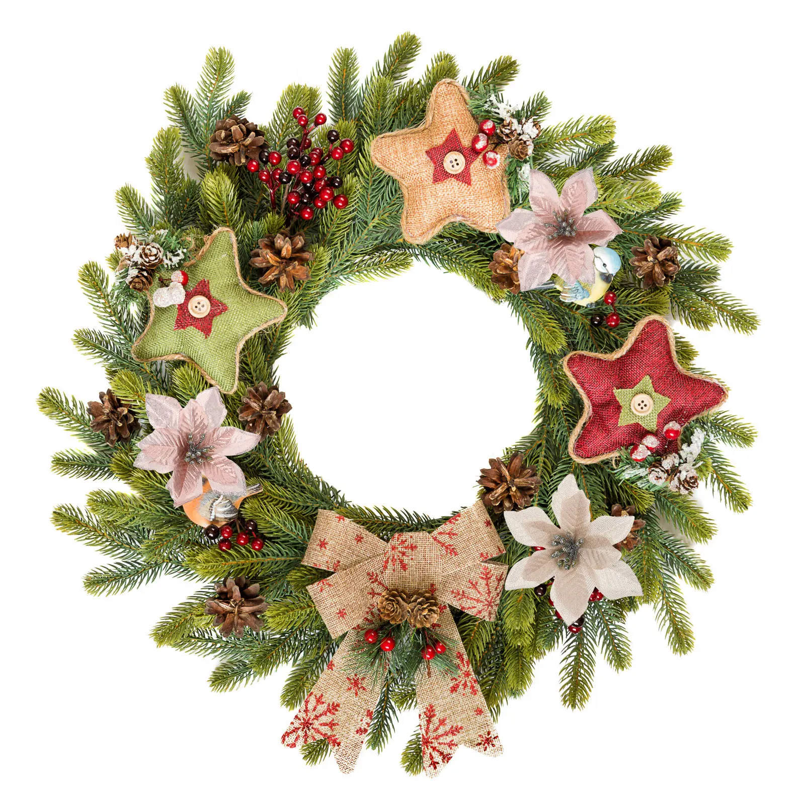 24pcs Christmas Glitter Artificial Flower Tree Wreath Decor Imitation Gold Powder Flowers