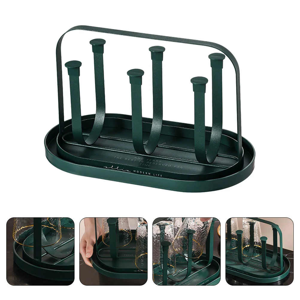 

1 Set Household Cup Draining Rack Cup Storage Tray Cup Display Rack (With Tray)