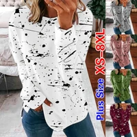 summer tops women fashion clothes casual long sleeved shirts o neck pullover sweatshirts ladies cotton blouses printed t shirts