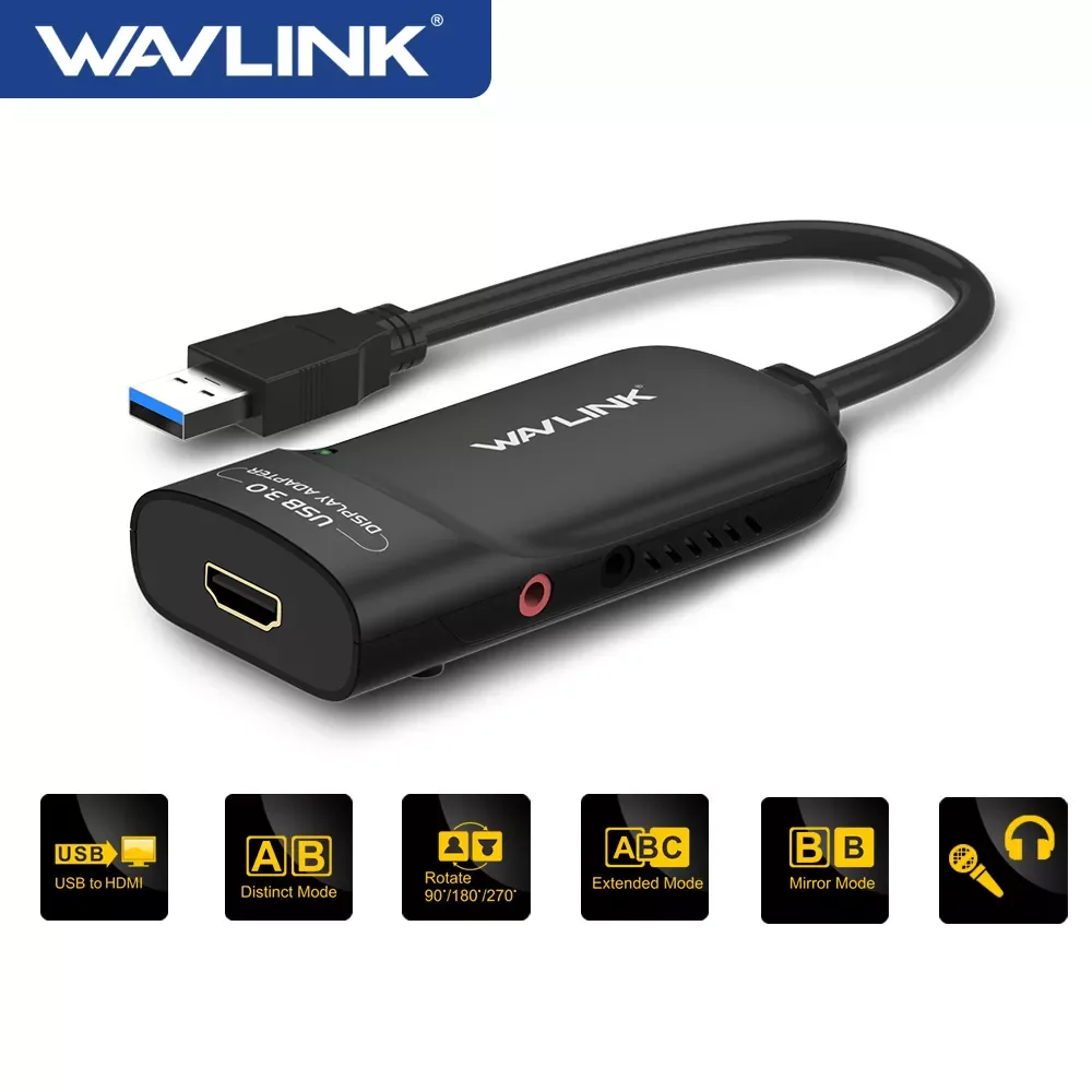 

Wavlink USB 3.0 to HDMI-Compatible DVI Video Graphics Adapter 2K External Video Card Adapter Extend/Mirror For Windows Mac OS