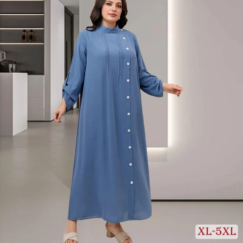 

Женское длинное платье-рубашка с широким рукавом, размеры до 5XL