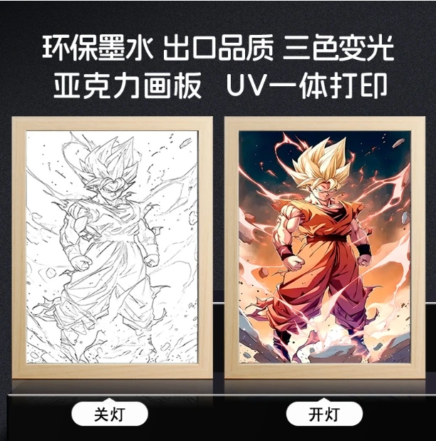 Dragon Ball Goku аниме фигурка Genshin Impact световая картина фоторамка светодиодные лампы