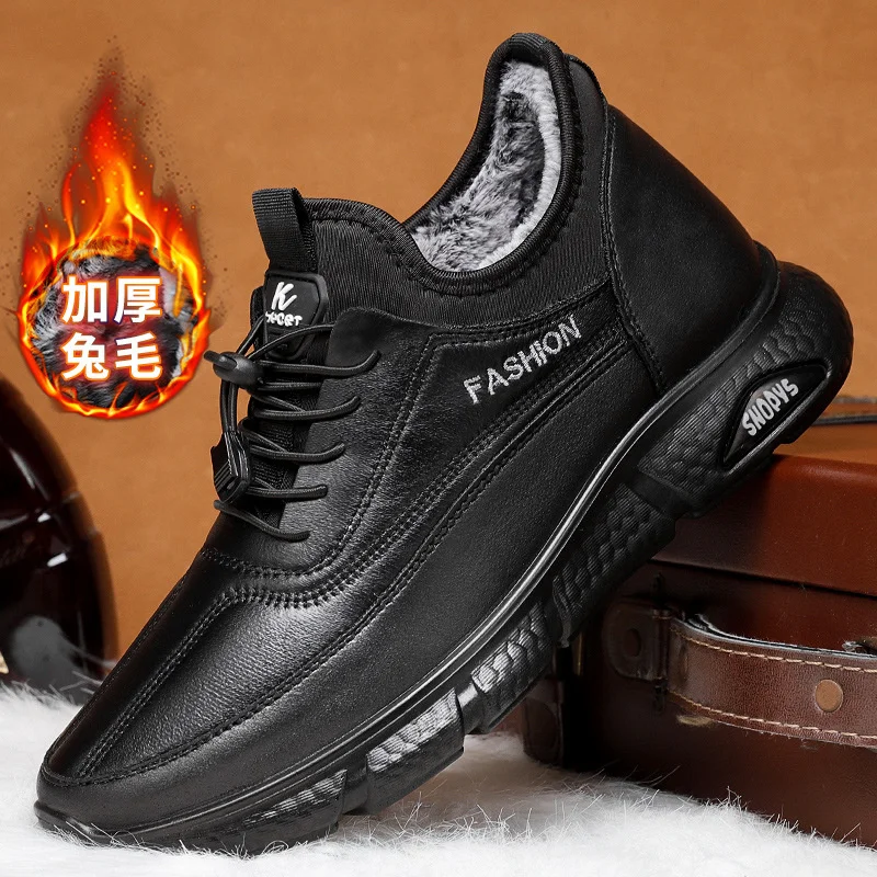 Cotton shoes casual warm snow boots men Winter Plush Boots Men Warm Snow Ankle Boots Man High Quality Action Leather Sneakers