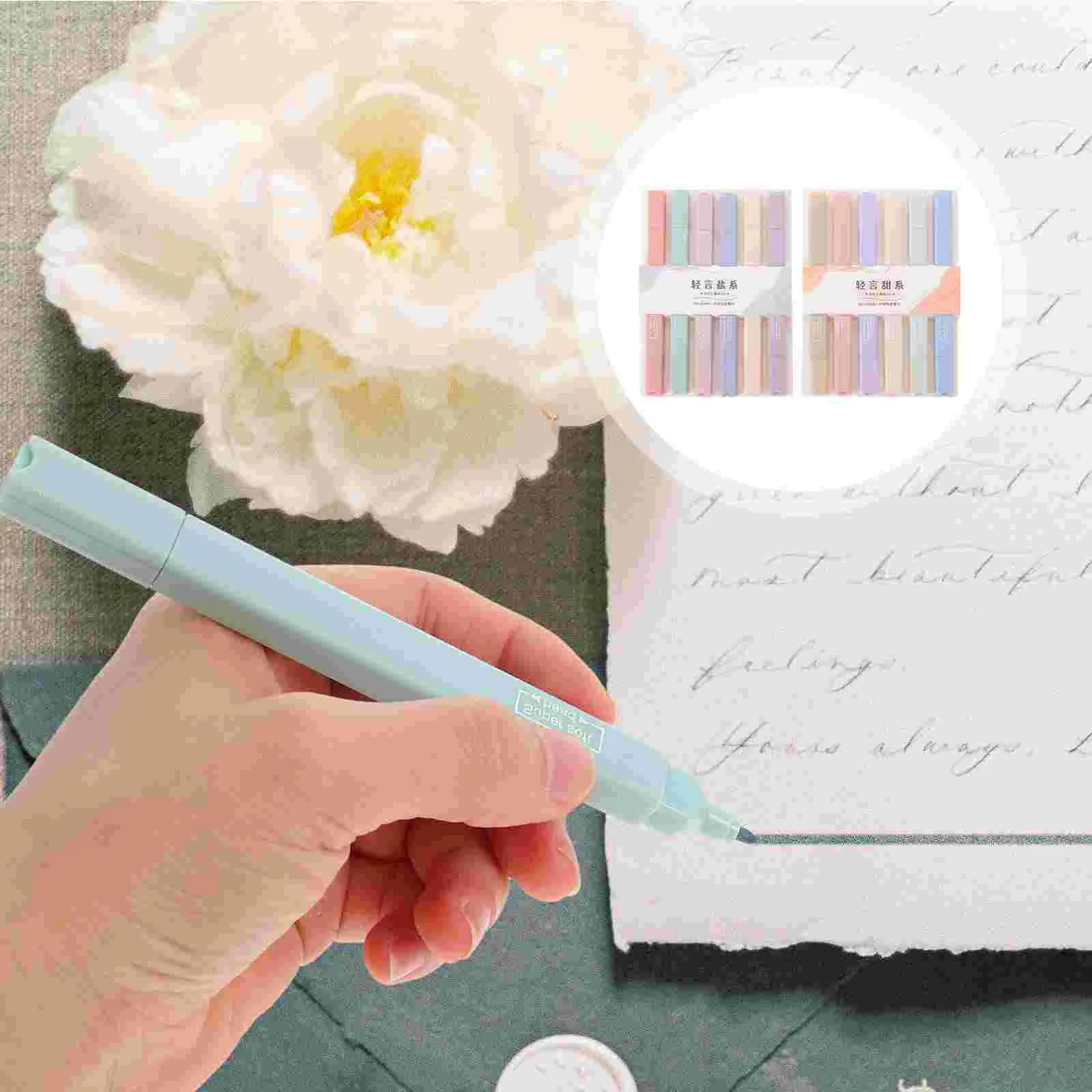 

12pcs Colorful Mark Pens Office Highlighters Double-ended School Student Markers
