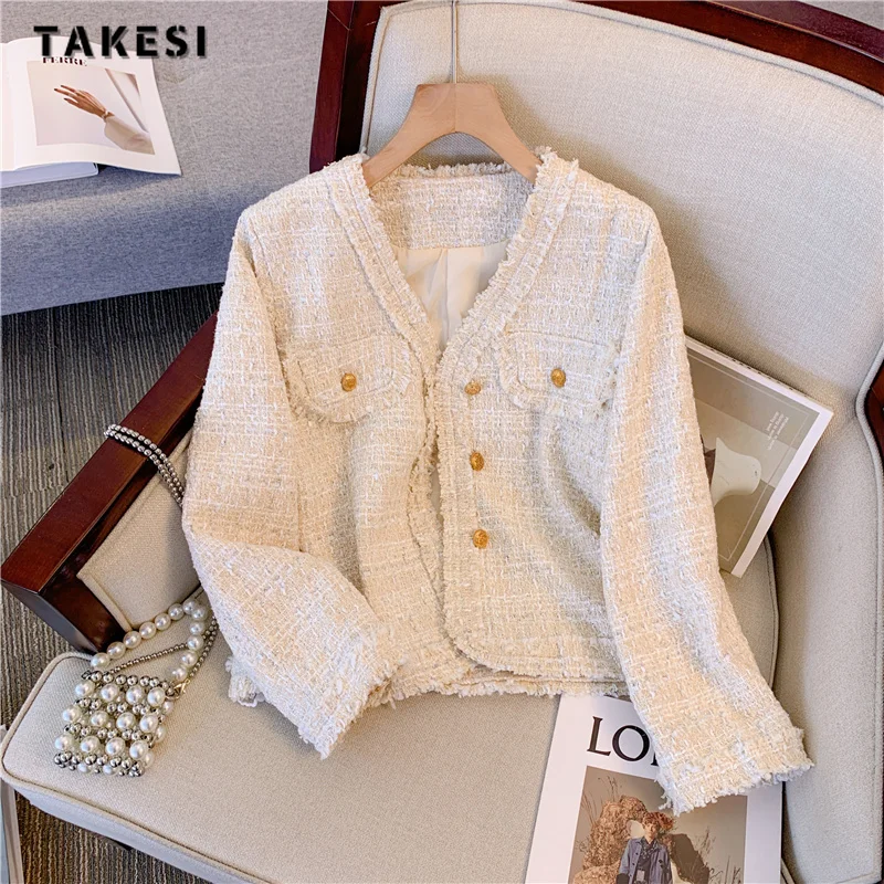 

2023 Autumn Winter Eelagnt Luxury Single Breasted Round Neck Jacket For Women Office Lady Outerwear Fashion Gingham Coat
