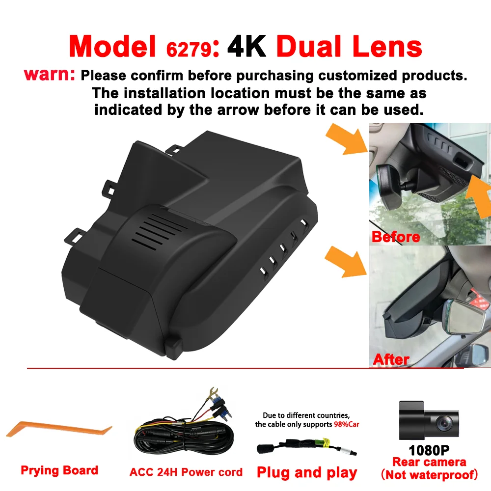 

Настраиваемый 4K-ЧХ автомобильный цифровой видеорегистратор с функцией подключаемый «plug and play с двумя объективами, предназначен для моделей Geely Atlas Pro и STAR ZONE с 2020 по 2022 год. Устройство для записи вид