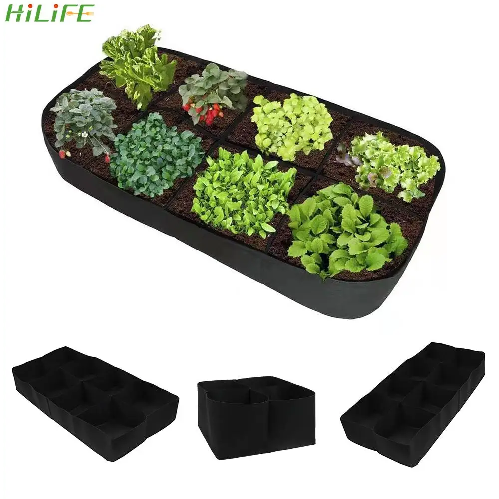 

Войлочная садовая кровать многогранный цветочный горшок 4/8 карманы для овощей цветы дышащая ткань прямоугольная сумка для посадки