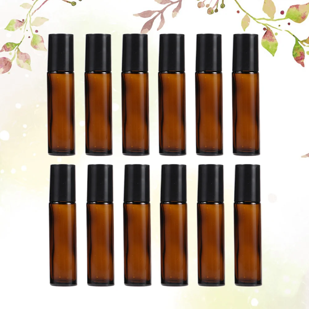 12 Pcs Travel Spray Bottle Essential Oils Cosmetics Contianer Refillable Glass Roll-on