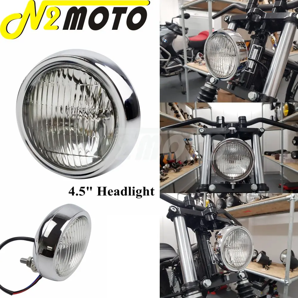 Универсальная винтажная мотоциклетная фара 4,5 дюйма, дальний/ближний свет, ретро-фара для Harley Softail Cruiser Dyna Cafe Racer Custom Honda