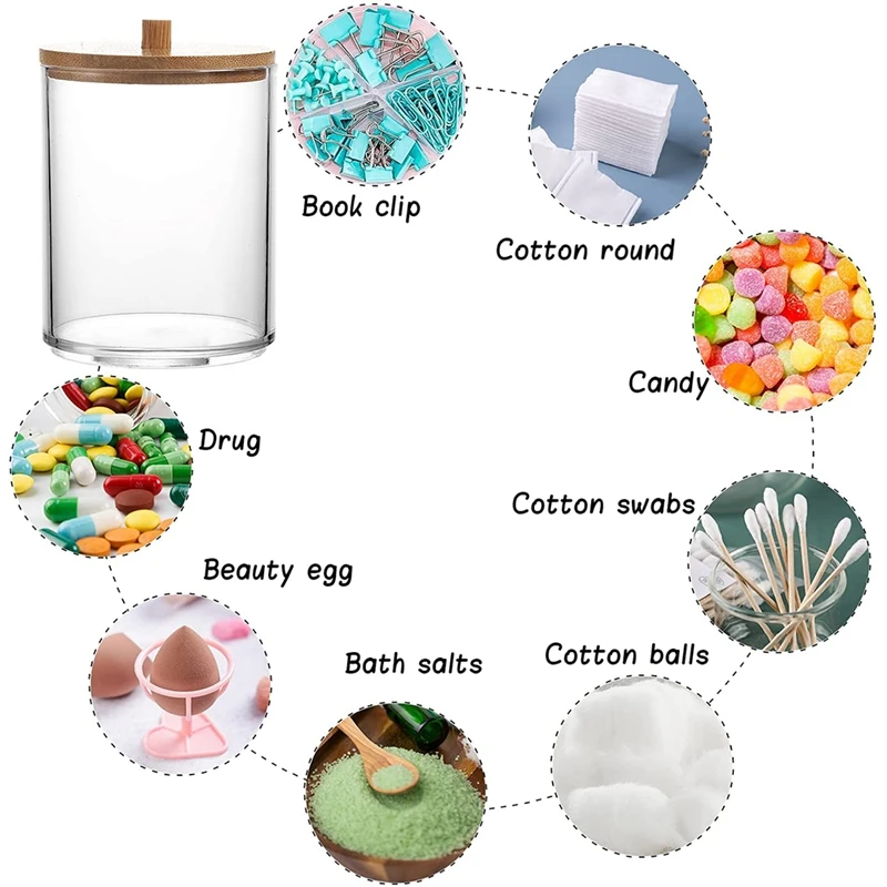 Диспенсер для хранения ватных палочек для банок аптекарских ванн, органайзер для хранения ванной и макияжа на раковине.