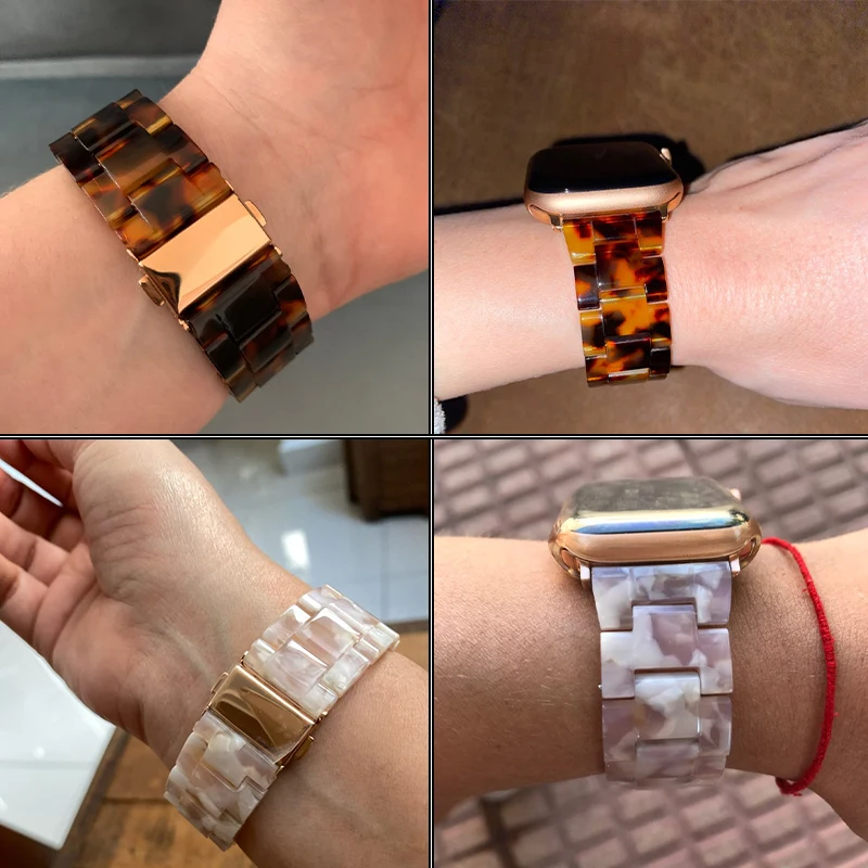 Resin strap for iWatch Apple Watch series UItra 8 7 6 5 4 SE 44mm 42mm 40mm 38mm strap steel  bracelet for iwatch 45mm 41mm 49mm