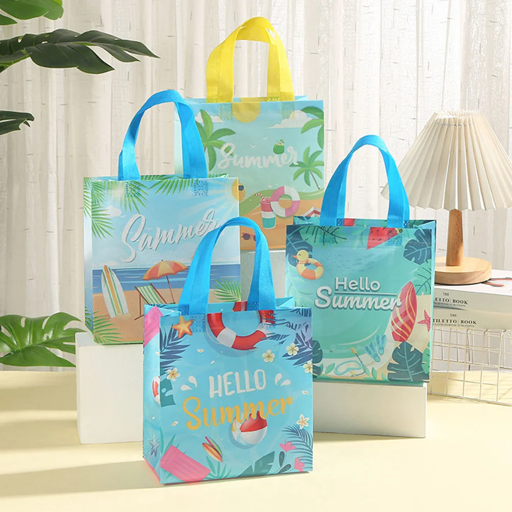 

8 Pcs Hawaiian Gifts Beach Shopping Bag Nonwovens Bags Non-woven Party Fold 23X22X11CM Favor Candy Goodie Fabric Seaside