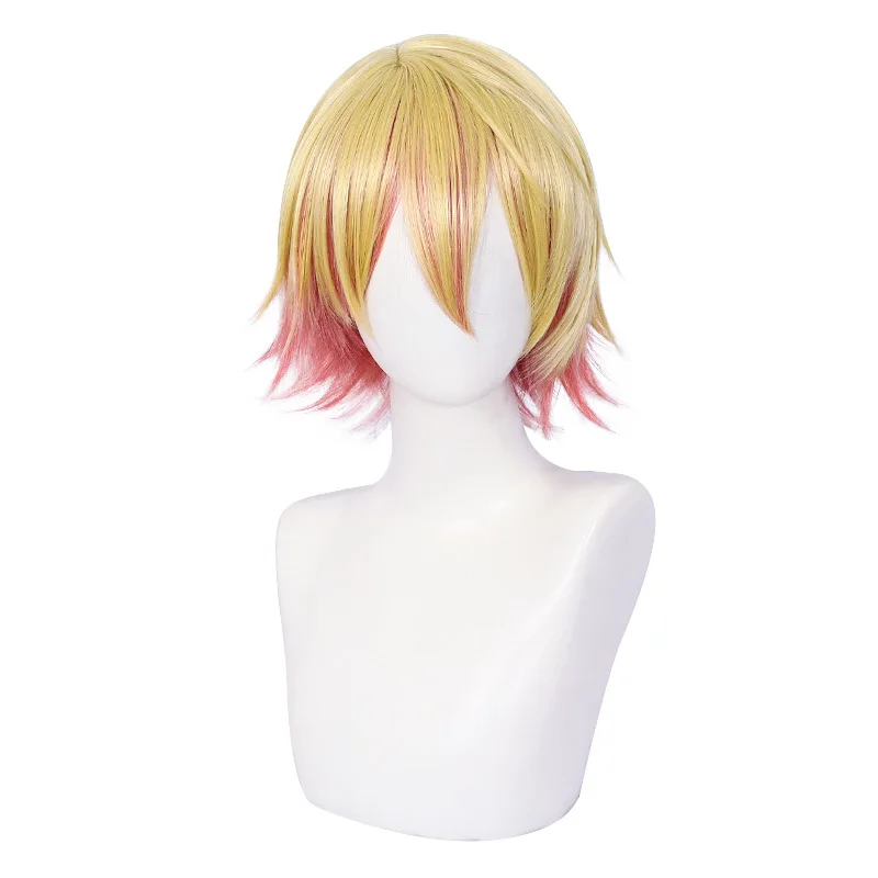 Парик для косплея Tenma Tsukasa с переходом цвета желтый смешанный оранжевый короткие