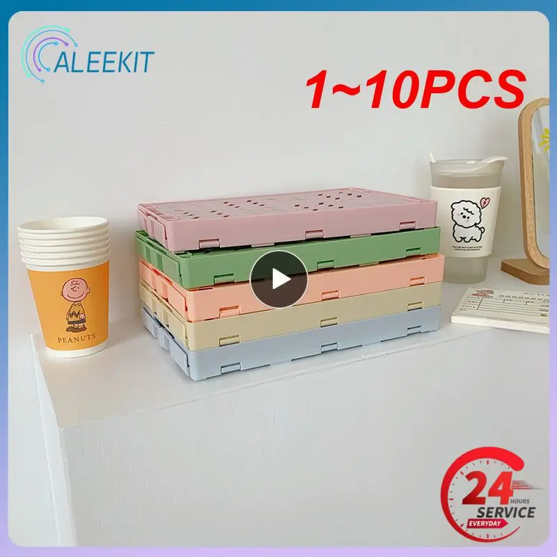 

1~10PCS Plastic Foldable Storage Box Folding Storage Basket Storage Organizer Student Desktop Organizing Baskets For Stationery