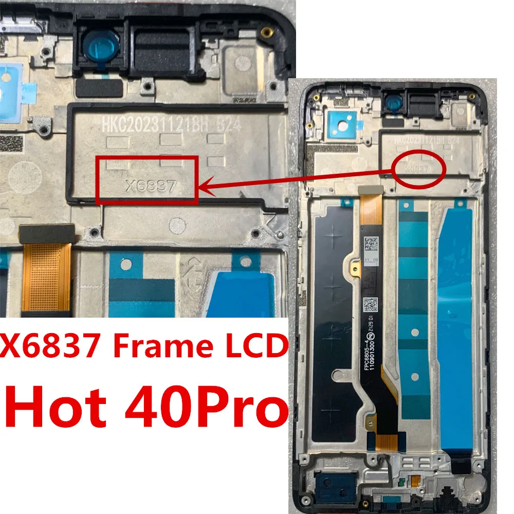 Для Infinix Hot 40 Pro X6837 X6836 ЖК-дисплей с цифровым преобразователем сенсорного экрана в