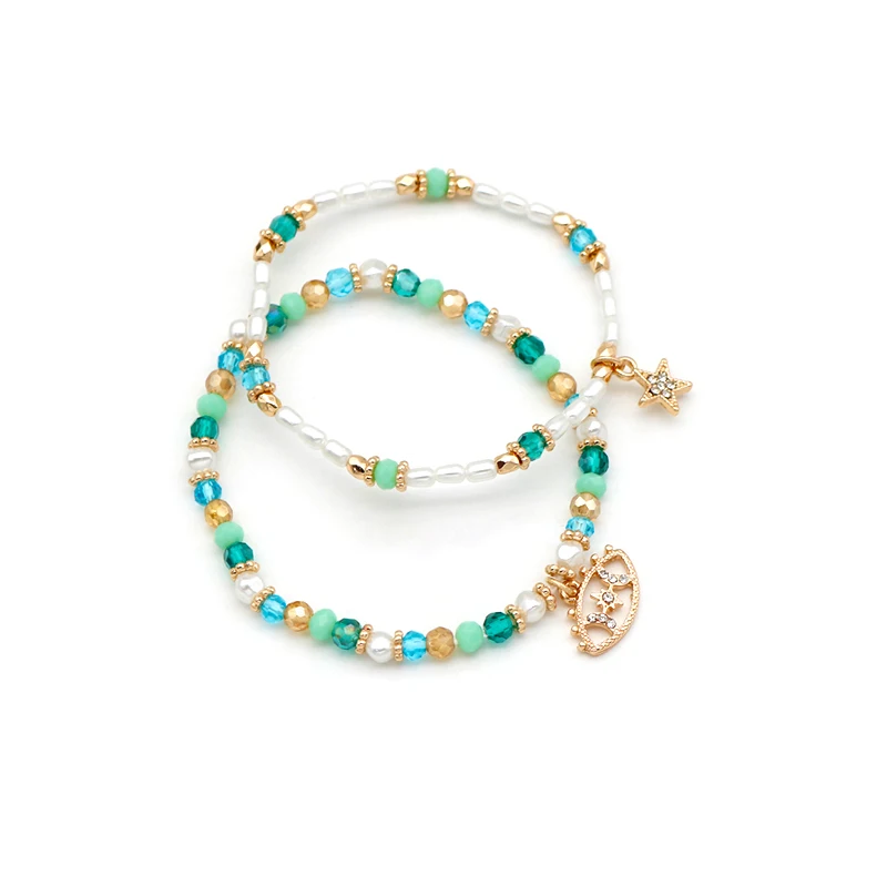 Набор из двух браслетов разных цветов для женщин в богемном стиле новый дизайн