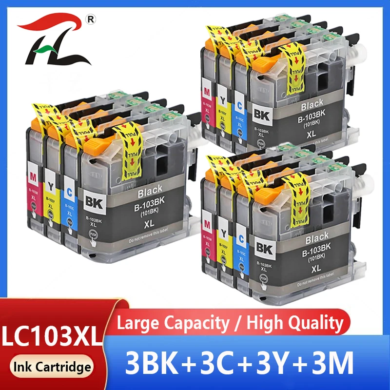 

12 Pack Compatible For Brother LC103 LC101 Ink Cartridge For DCP-J152W MFC-J245 MFC-J285DW MFC-J4310DW MFC-J4410DW Printer