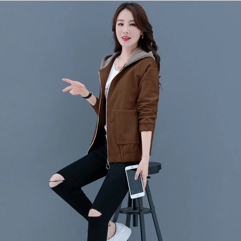 Модная Вельветовая Женская Осенняя новая Корейская простая однотонная куртка