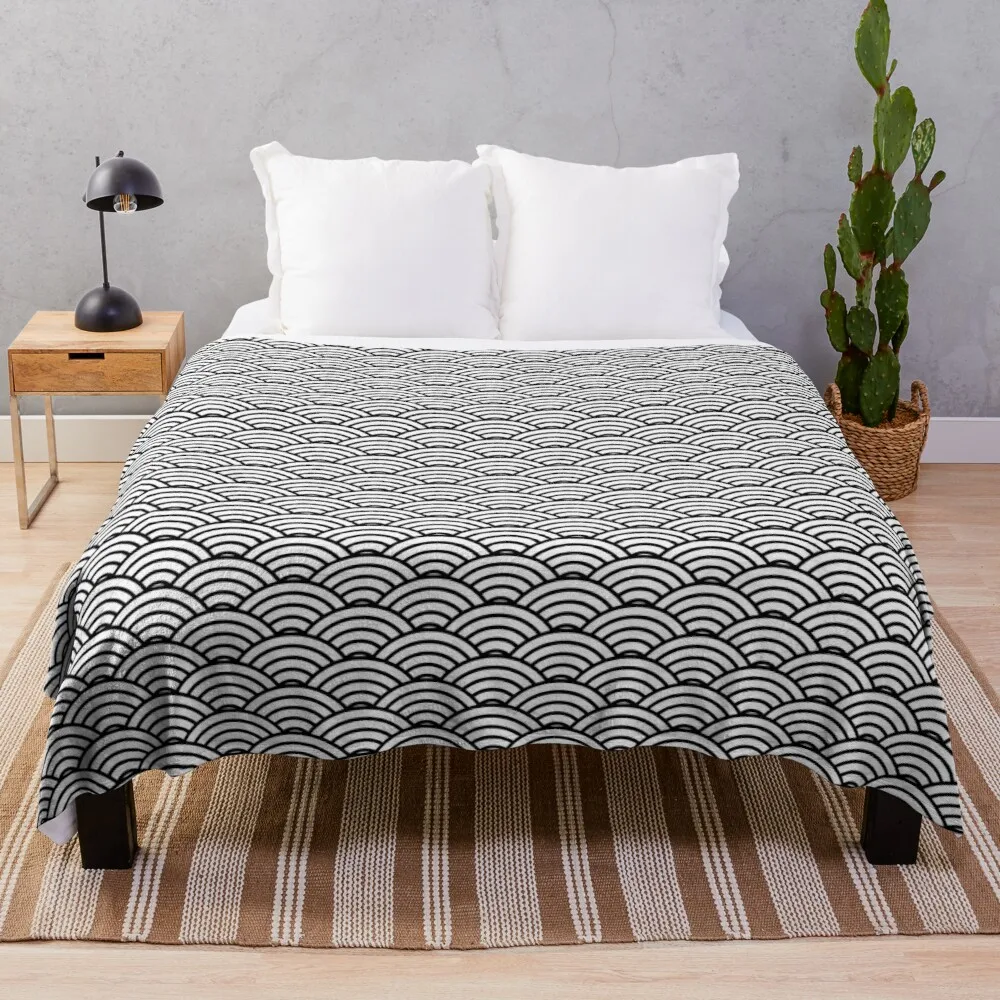 Japanese Wave Pattern Throw Blanket Fleece Bkanket