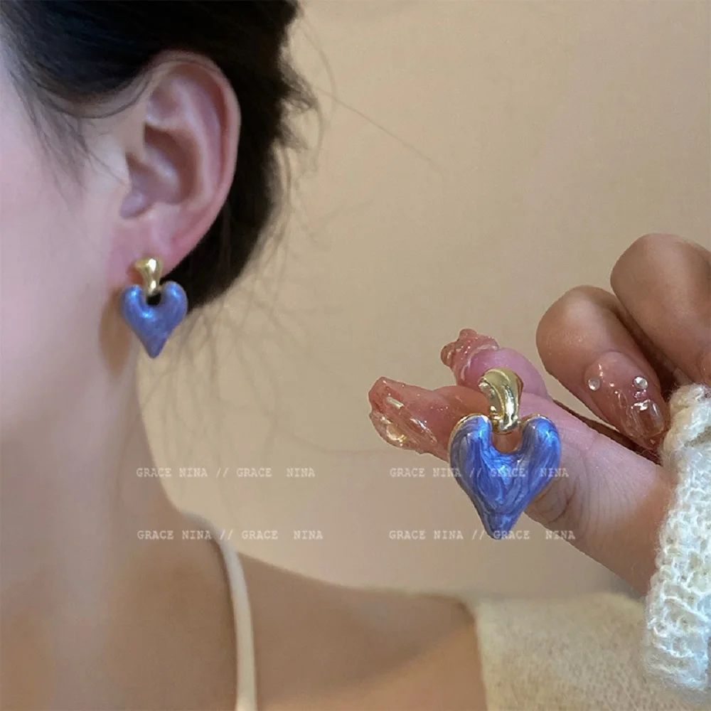 

Fashion heart Drop Earrings For Women Trendy Shiny Pearls Dangle Earrings Korean Jewelry Girls Party Gifts