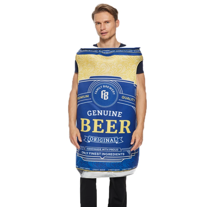 Винтажный пивной консервный костюм для мужчин и женщин синего цвета унисекс