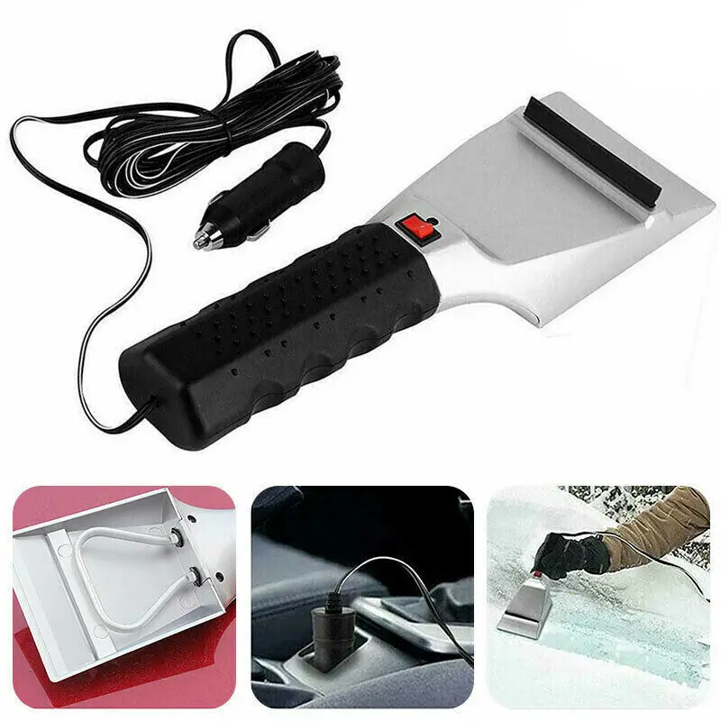 

12V Electric Heated Car Ice Scraper Automobiles Cigarette Lighter Snow Removal Shovel Windshield Glass Defrost Clean Tools