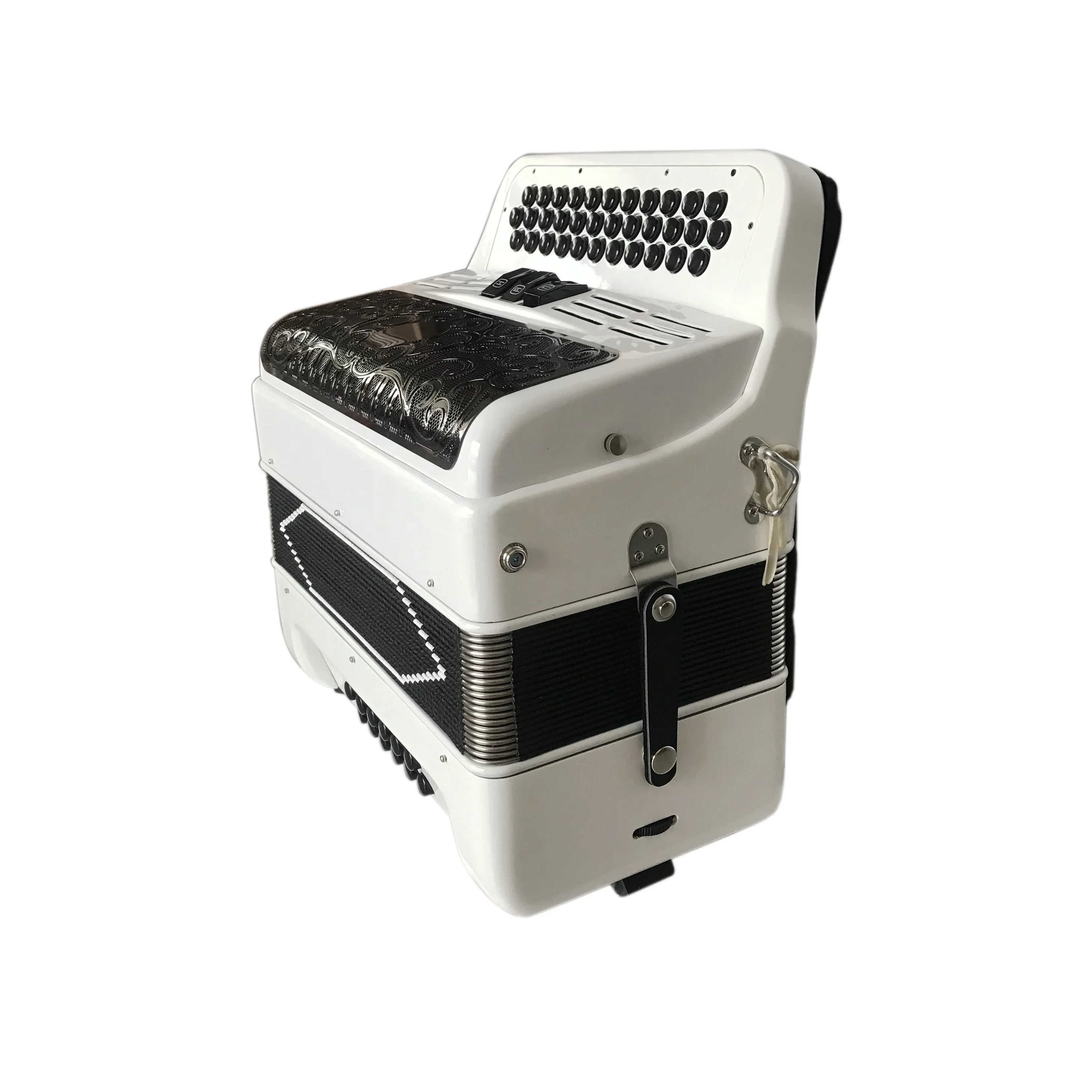 34 Buttons 12 Bass 3 Registers White Student Accordion Accordions Musical Black Grill JB3412C