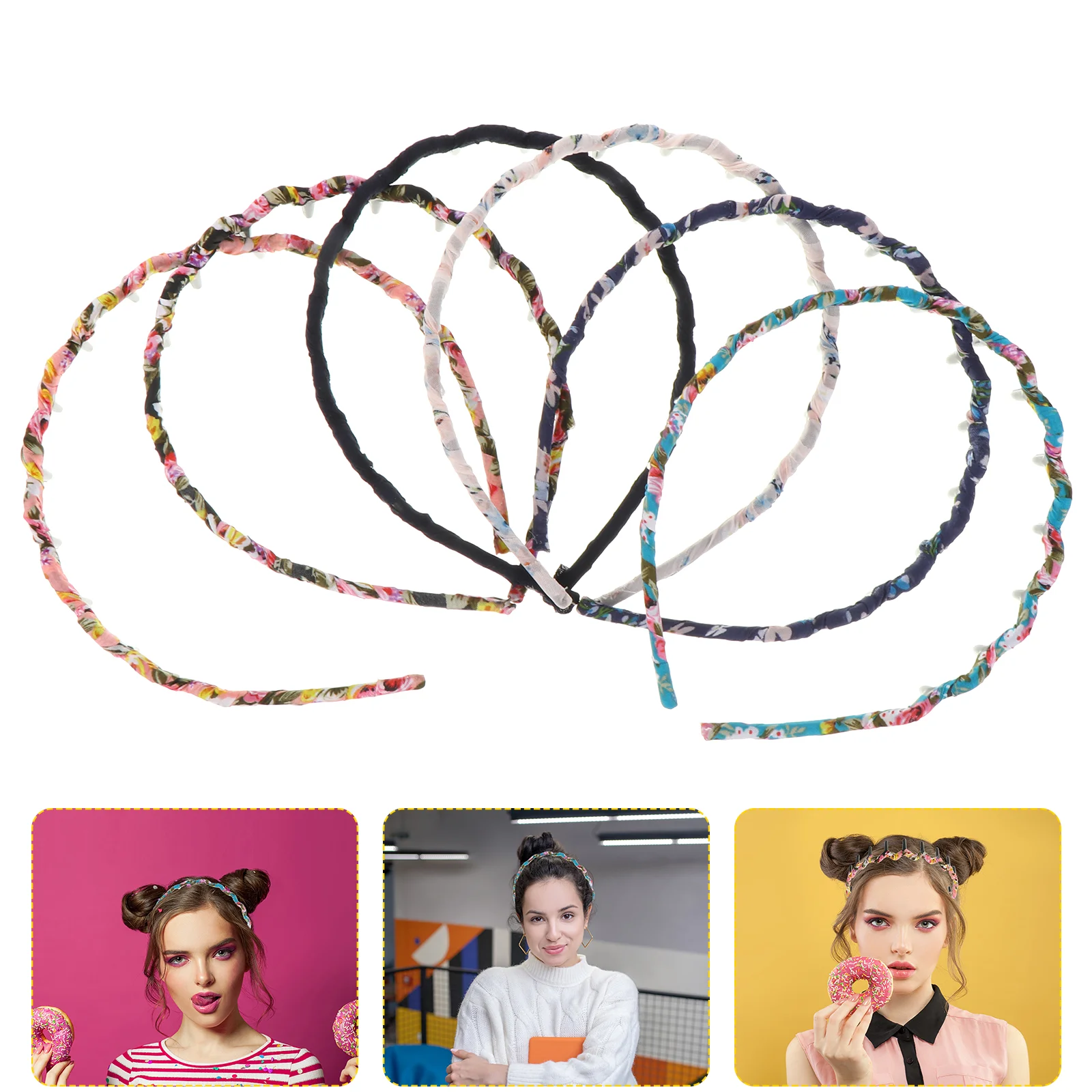 

6pcs Zig Zag Wrapped Headband Plastic Tooth Hair Comb Hairband Accessories