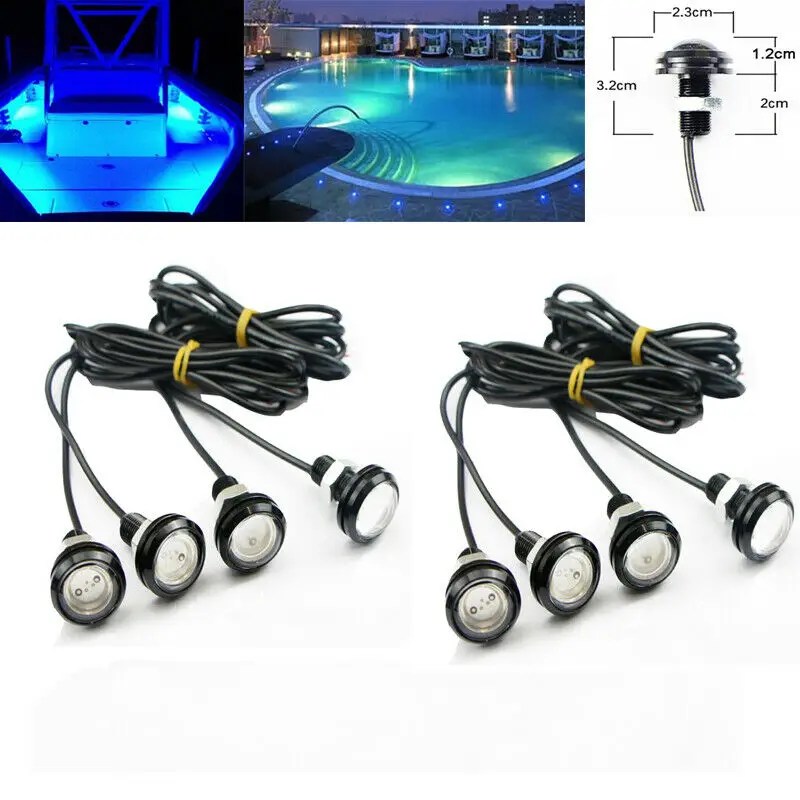 

8PCS LED Boat Light Waterproof Underwater Troll Swimming Pool Pond Fountain Light Black Light High Quality Car Lighting Parts