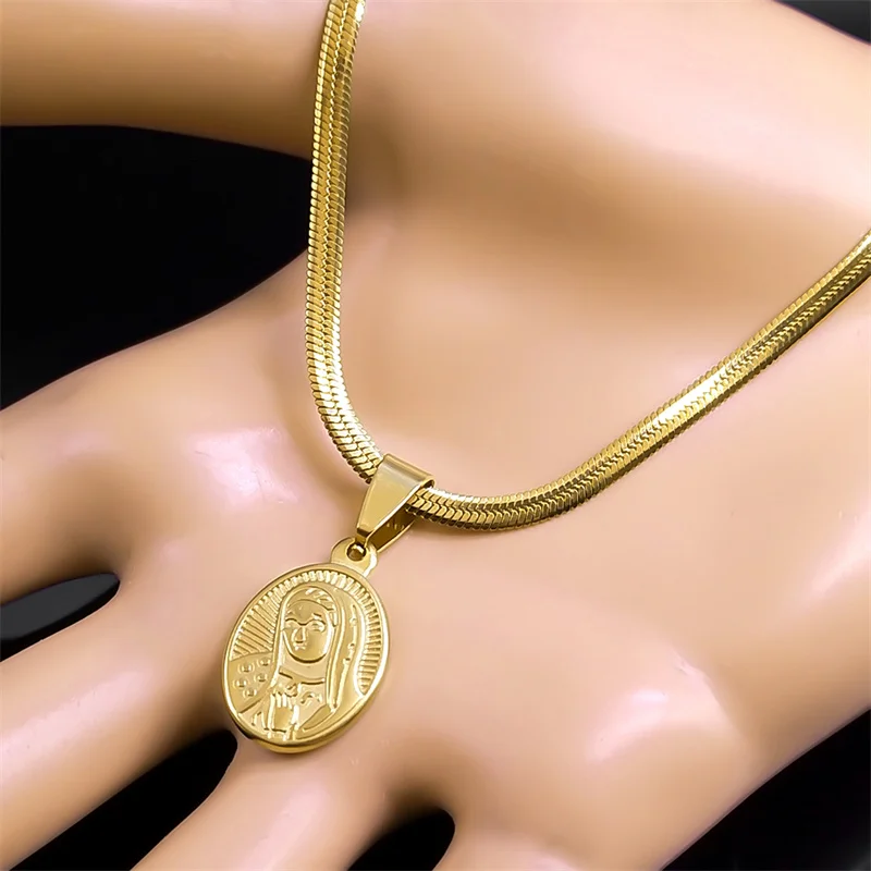 Ожерелье с подвеской Дева Мария из нержавеющей стали