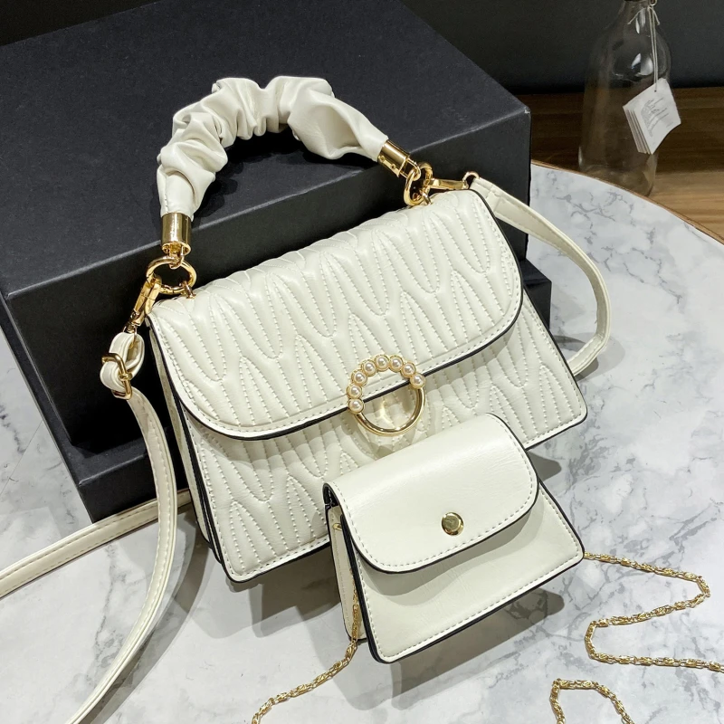 

Chain Women Bags Set 2 Pcs PU Leather Handbag New Women Casual Tote Bag Ladies Shoulder Bag For Women 2022 Elegant Messenger Bag