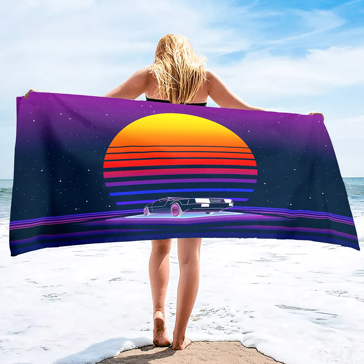 

Cyberpunk Style Neon Microfiber Beach Towel, Extra Large Beach Towels Oversized, Lightweight Pool Towels,Quick Dry Bath Towels