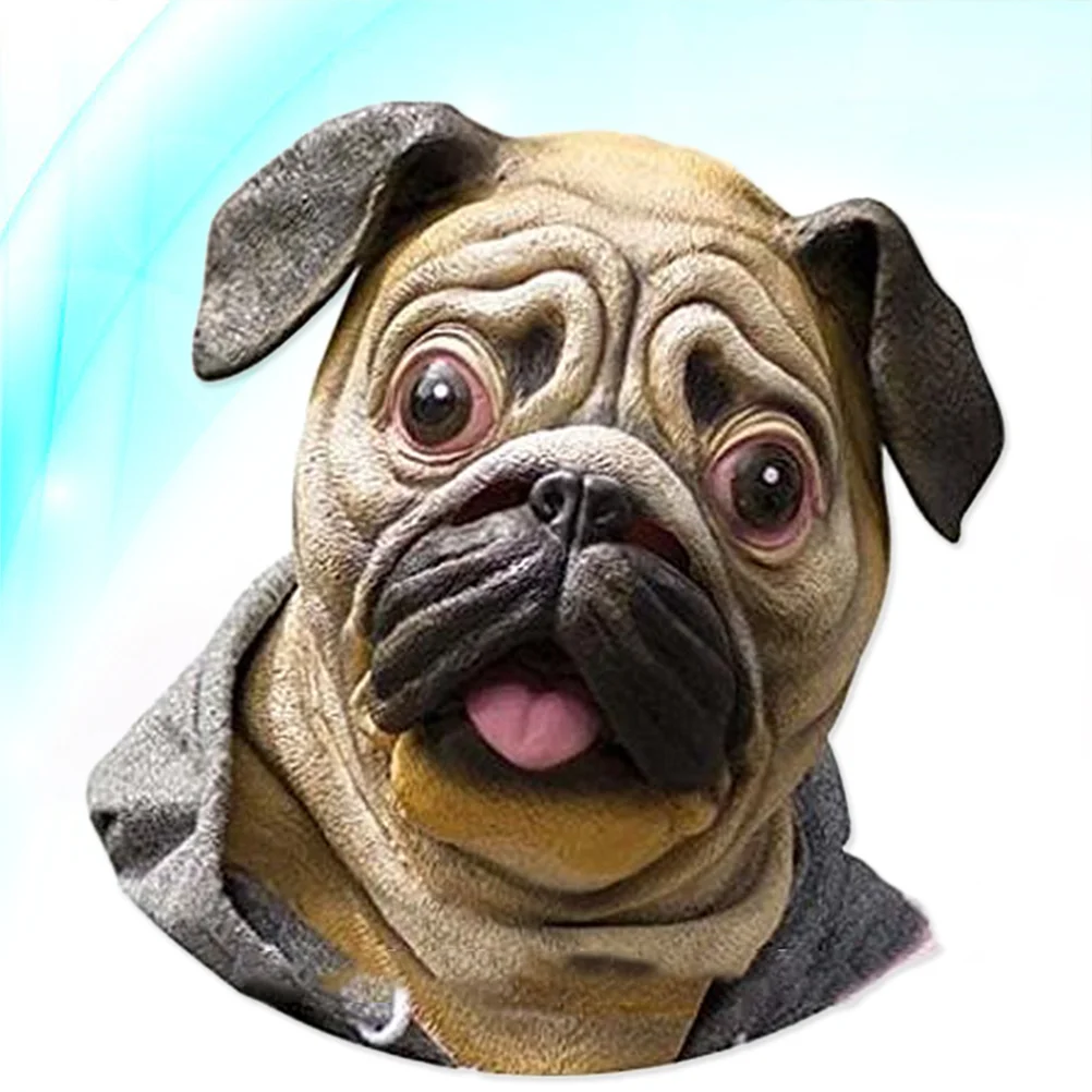 Маски латексная голова костюм на Хэллоуин собака животное мопс взрослые полная